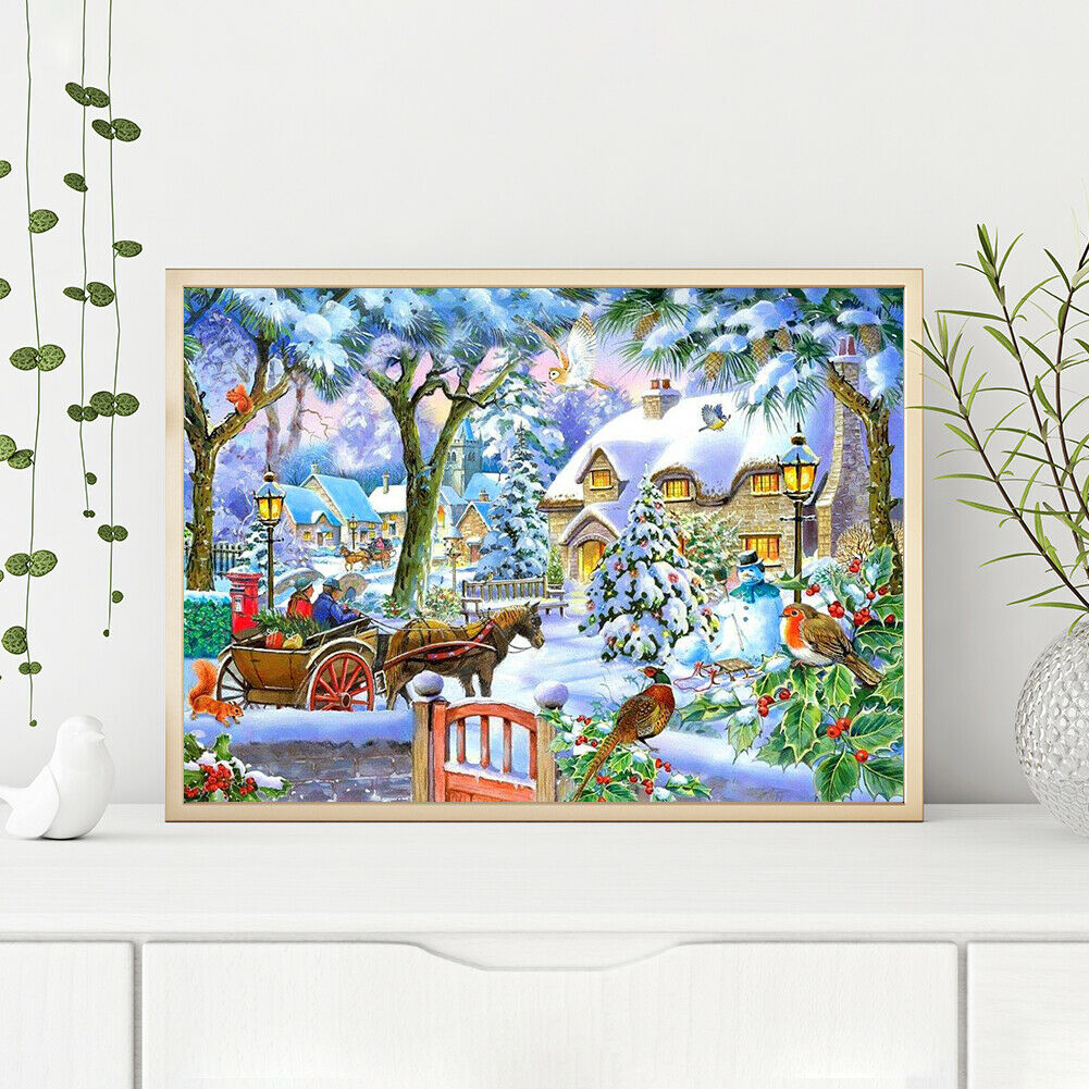 Winter View 5D DIY Full Square Diamond Painting Rhinestones Mosaic 50x40cm @