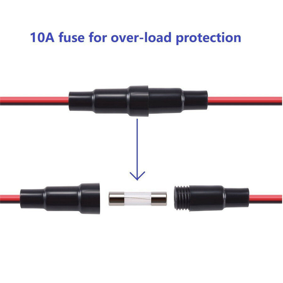 Car Motorcycle Dual USB Charger Socket Power Outlet 2.4A & 2.4A with Wire & Fuse