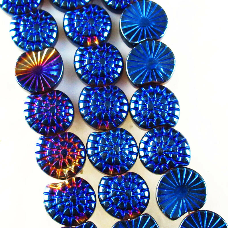 1 strand Carved Blue Hematite Snail Pendant Loose Bead 15.5 Inch 10x9x3mm A-42TS