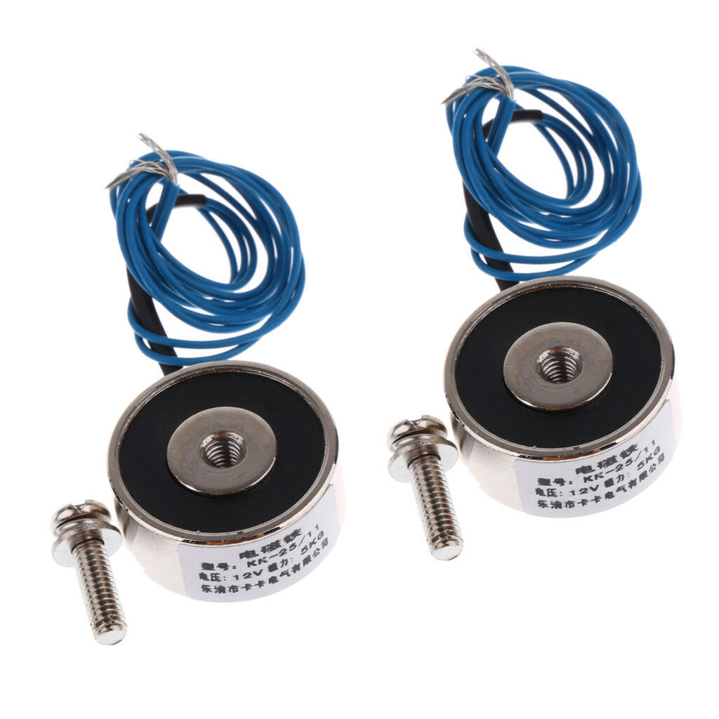 2Pcs Electric Magnet 5Kg DC 12V Solenoid Suction Electromagnet Lift Holding