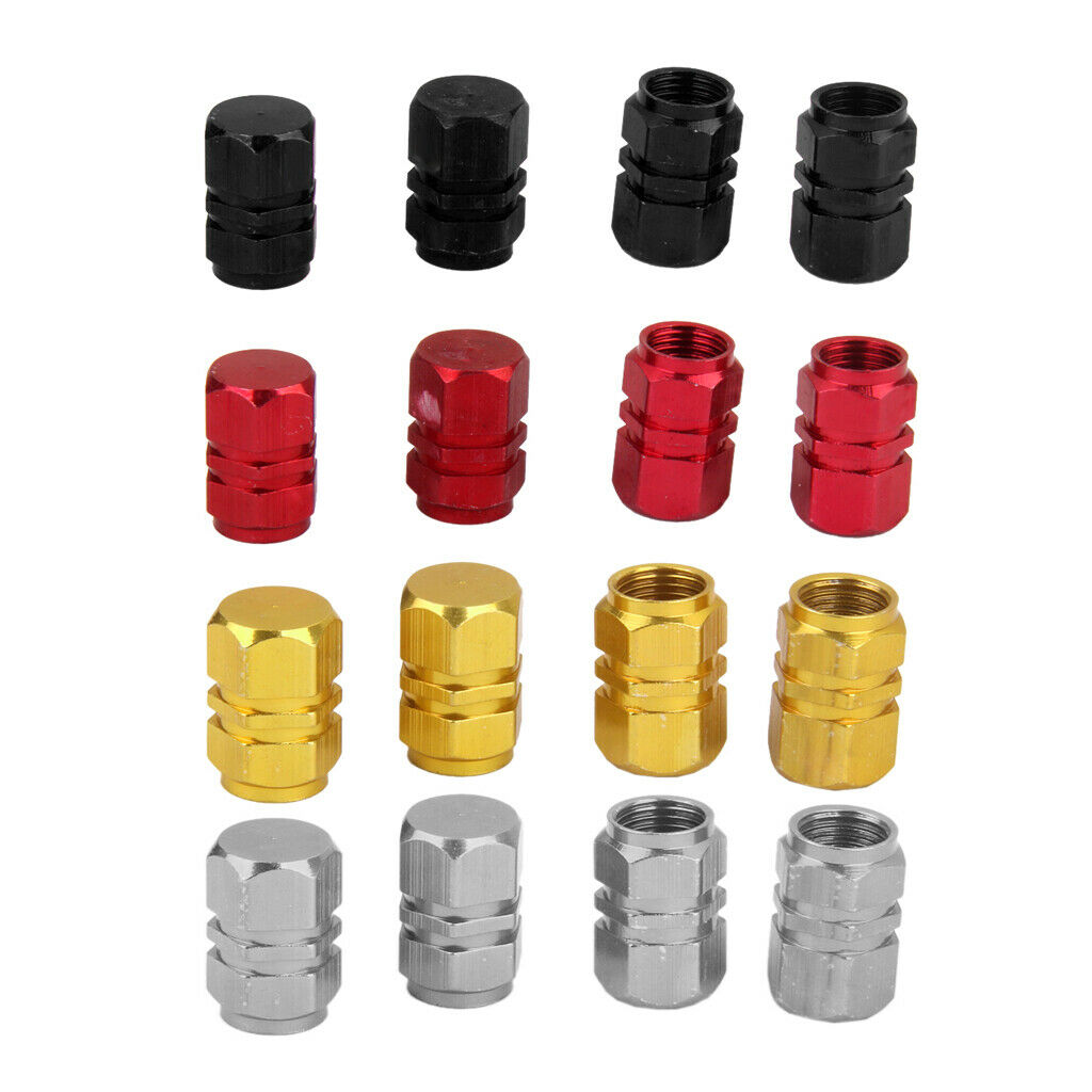 16 Pieces Universal Alloy Tire Rims Air Valve Covers Car Motorbike 16mm