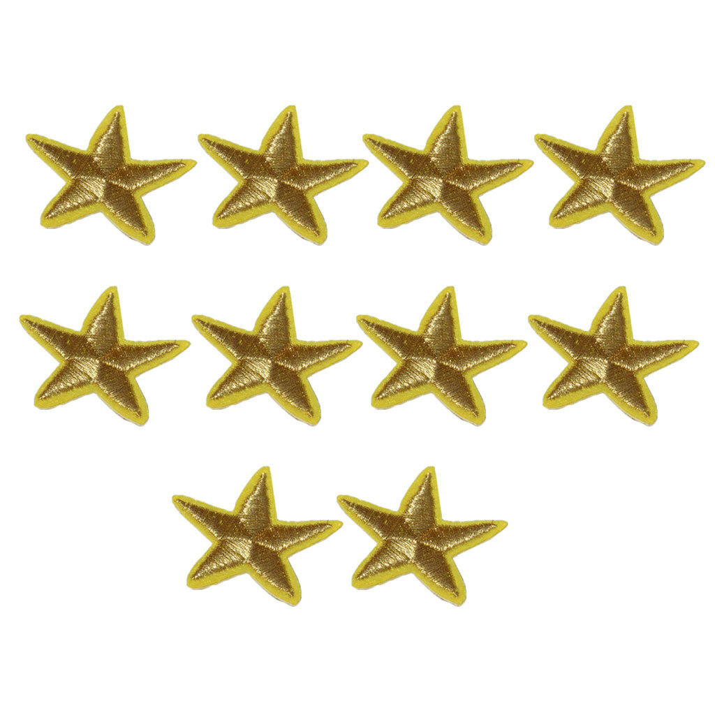 10pcs Yellow Star Patch Iron On Sew On Embroidered Badge Embroidery Applique