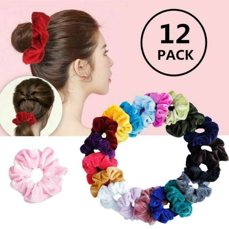 12Pcs Velvet Hair Scrunchies Hair Ties Elastic Hair Ropes Bands For Women Girls