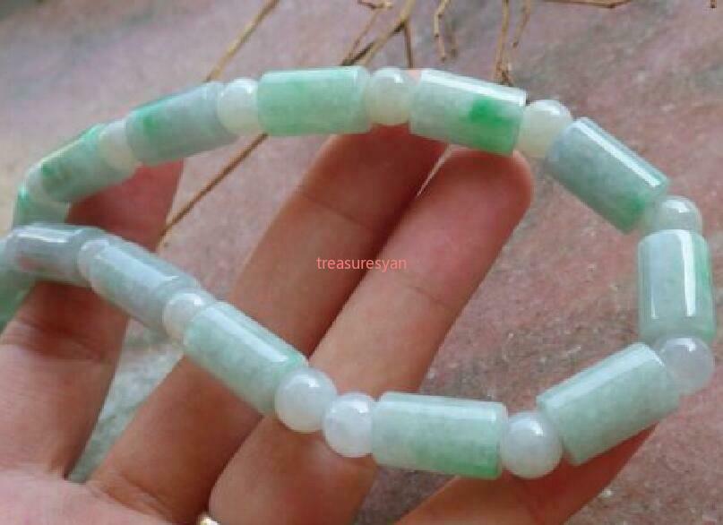 Certified 6x9mm Green Burma A JADE Jadeite Beads Circle Necklace 19 inches
