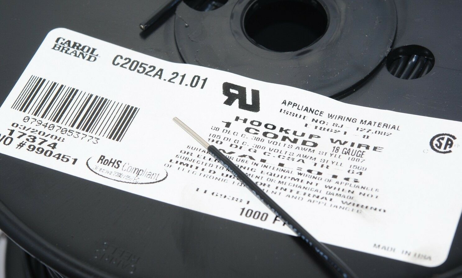 10meter (10M) -GENERALCABLE C2052A.21.01 18AWG Hookup Cable & Wire UL 1007 Black