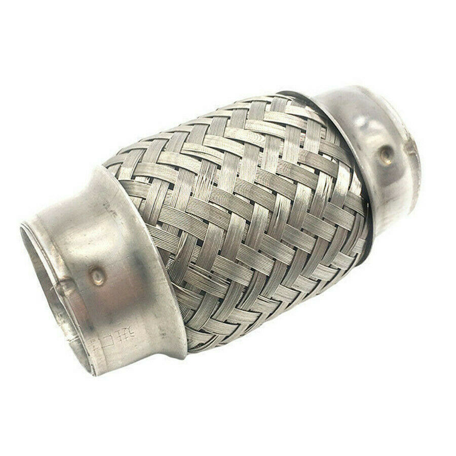 Exhaust Flex Pipe Stainless Steel Double Braid 1.5" x 4" Long For Car SUV Sliver