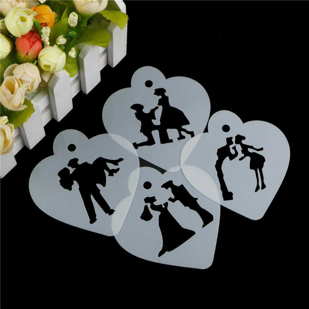 Lovely Wedding Decoration Cake Stencil Couple Lovers Cookie Stencils Cake ToolFL