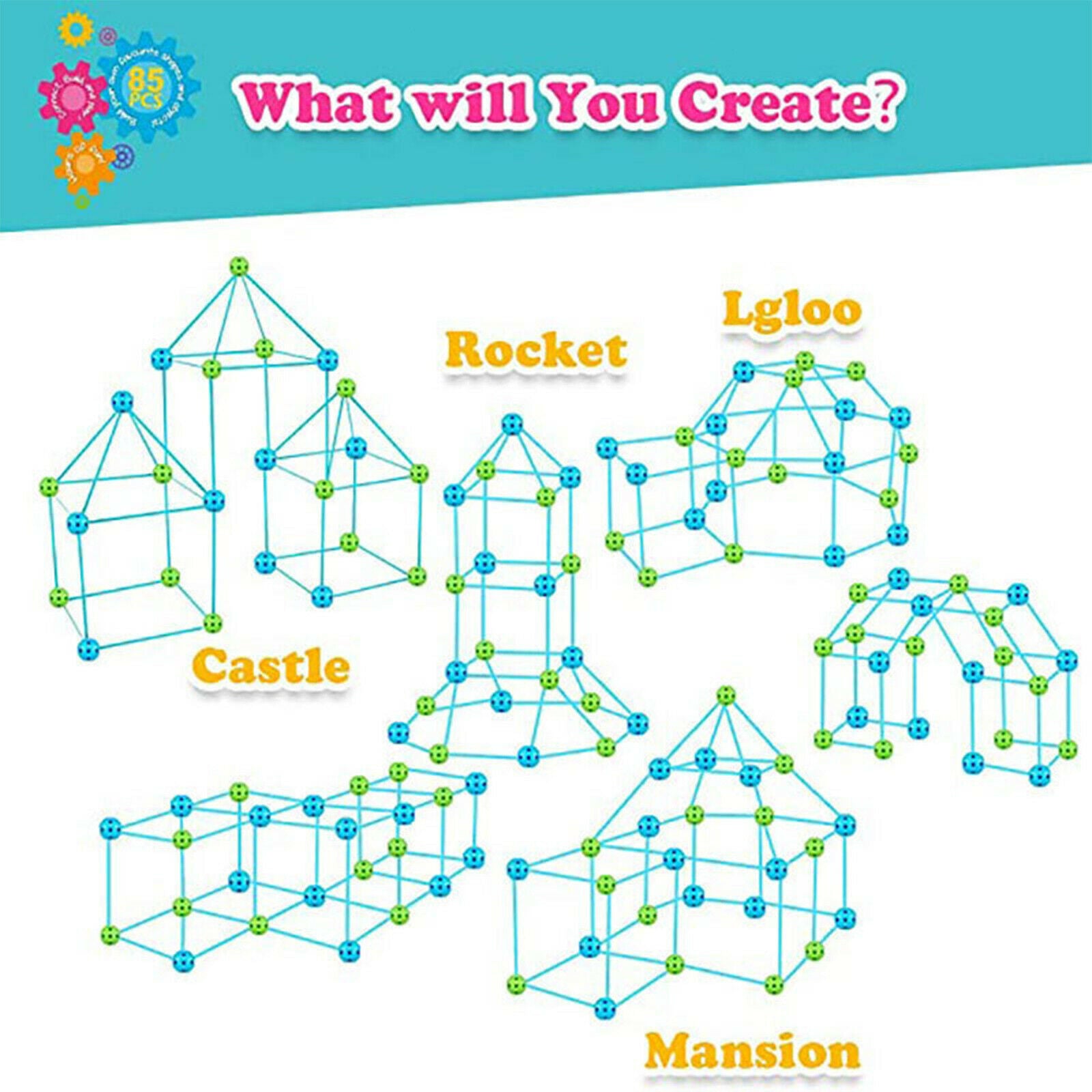 Creative Construction Fort Building Kit Indoor Outdoor Tunnel Castle Builder