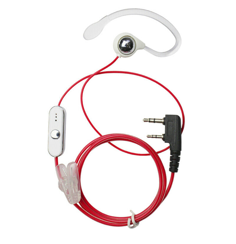 5Pcs 2 Pin Earhook Earpiece Headset PTT Mic For Kenwood HYT BaoFeng Radio Red B5