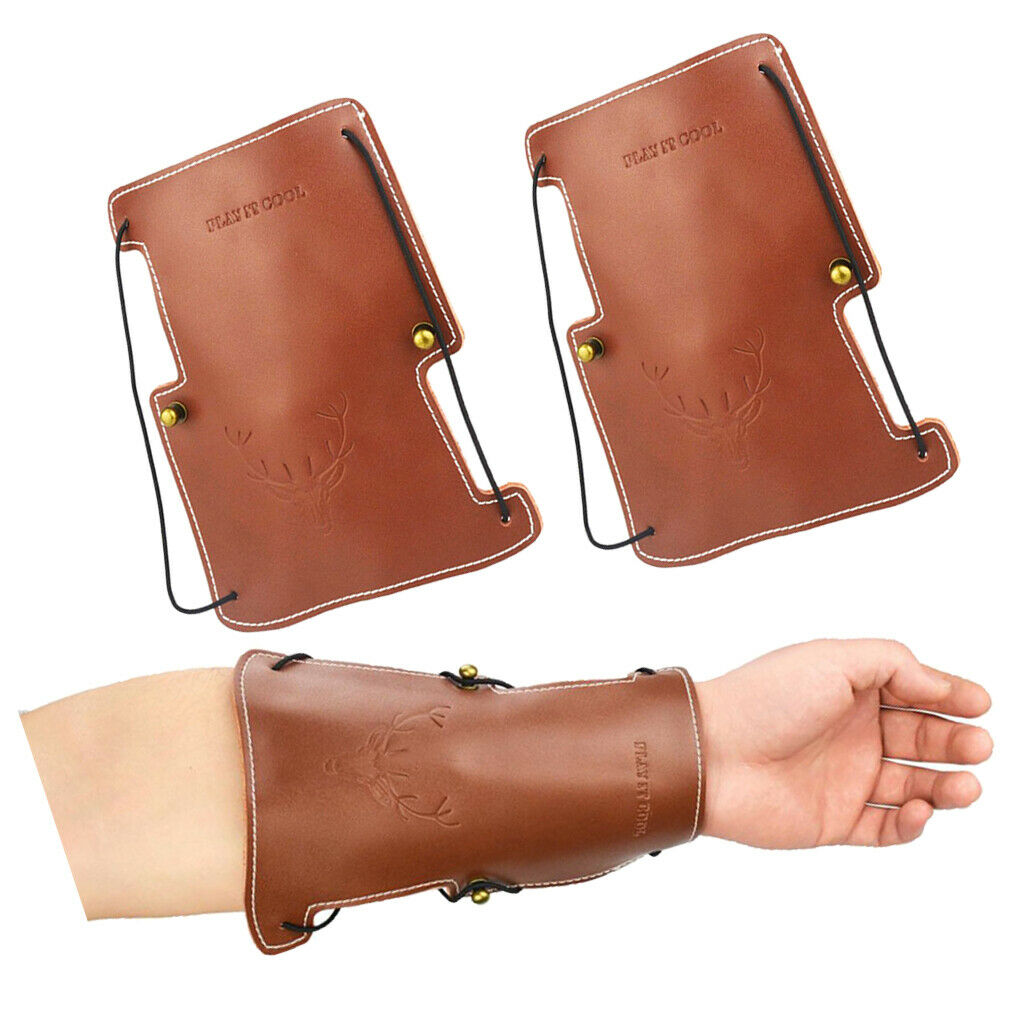 Set of 2 2-Strap Archery Arm Guard Arrow Forearm Guard Protector Accessories