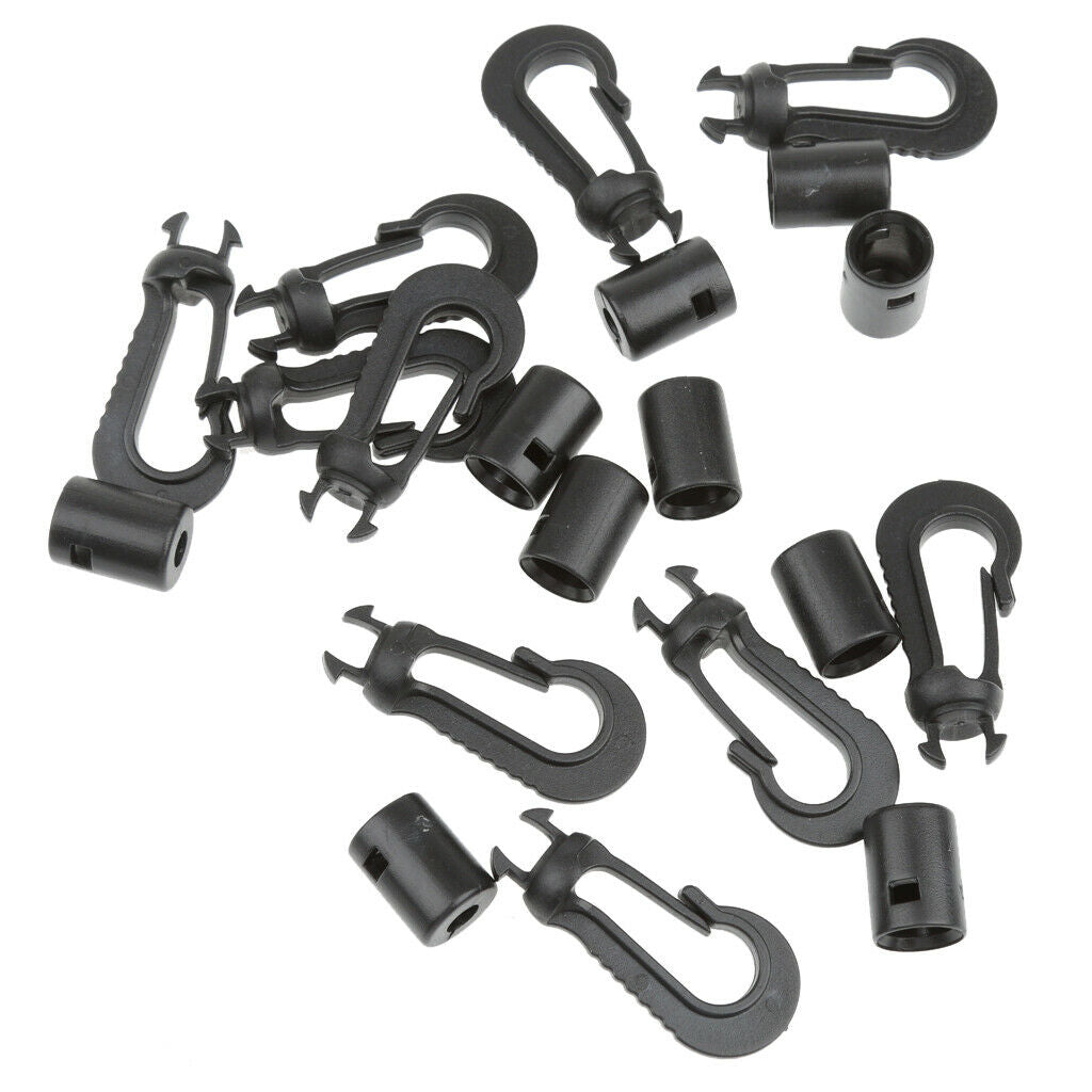 10 Pcs 4.5cm Black Lashing Hooks Bungee Cord Hooks for Kayak Canoe Paddle