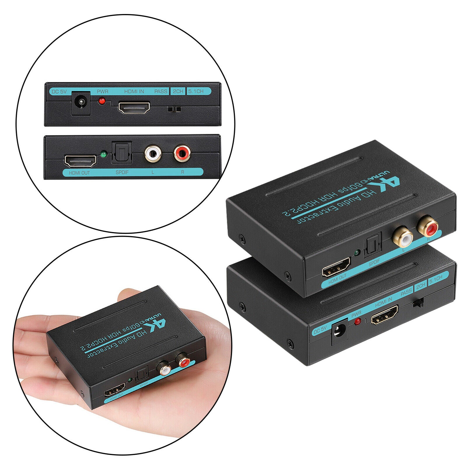 4K HDMI 2.0 Audio Extractor Splitter Converter 3 Audio Mode Wide Compatible