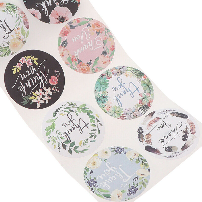 500Pcs 2 Inch Floral Thank You Stickers 8 Colors Bags Boxes Tissue Seal Stic Rf