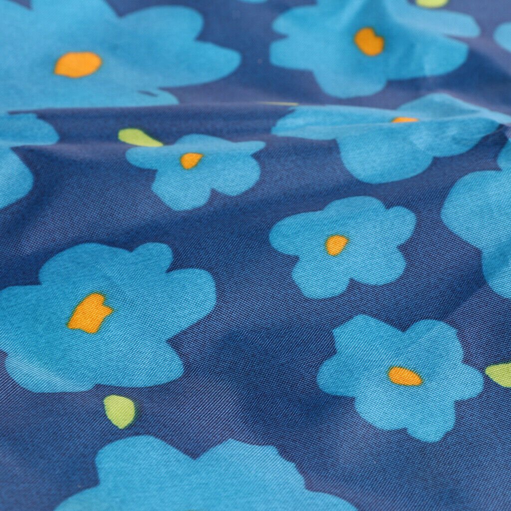 Reusable Hooded Raincoat Packable Rain Cover Folding Raincape Blue Flower S