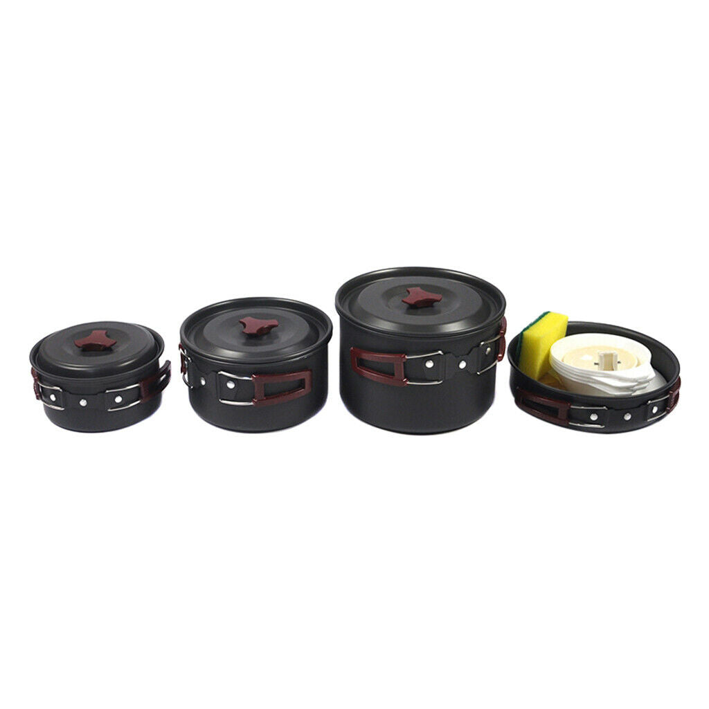14PCS Camping Cookware Kit Lightweight 4-5 Persons Cooking Pot Pan Bowl
