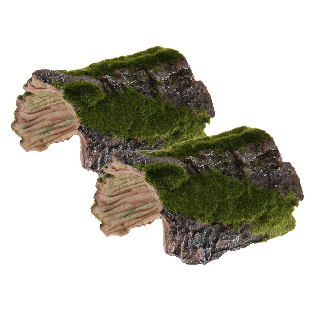 2 Pcs Bark Bends Den Caves/Hides Shelter Basking Platform Hideout House for