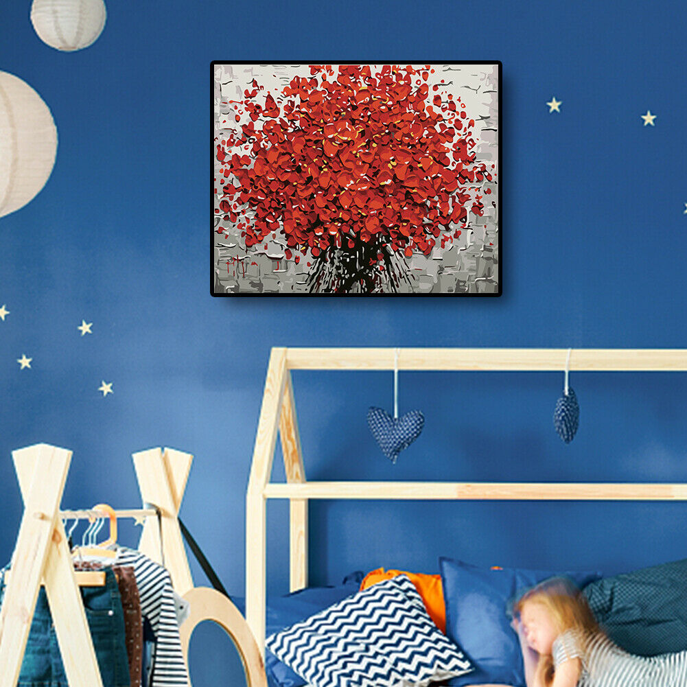 DIY Digital Oil Painting By Numbers Kits Flower in Full Bloom Picture Decor @