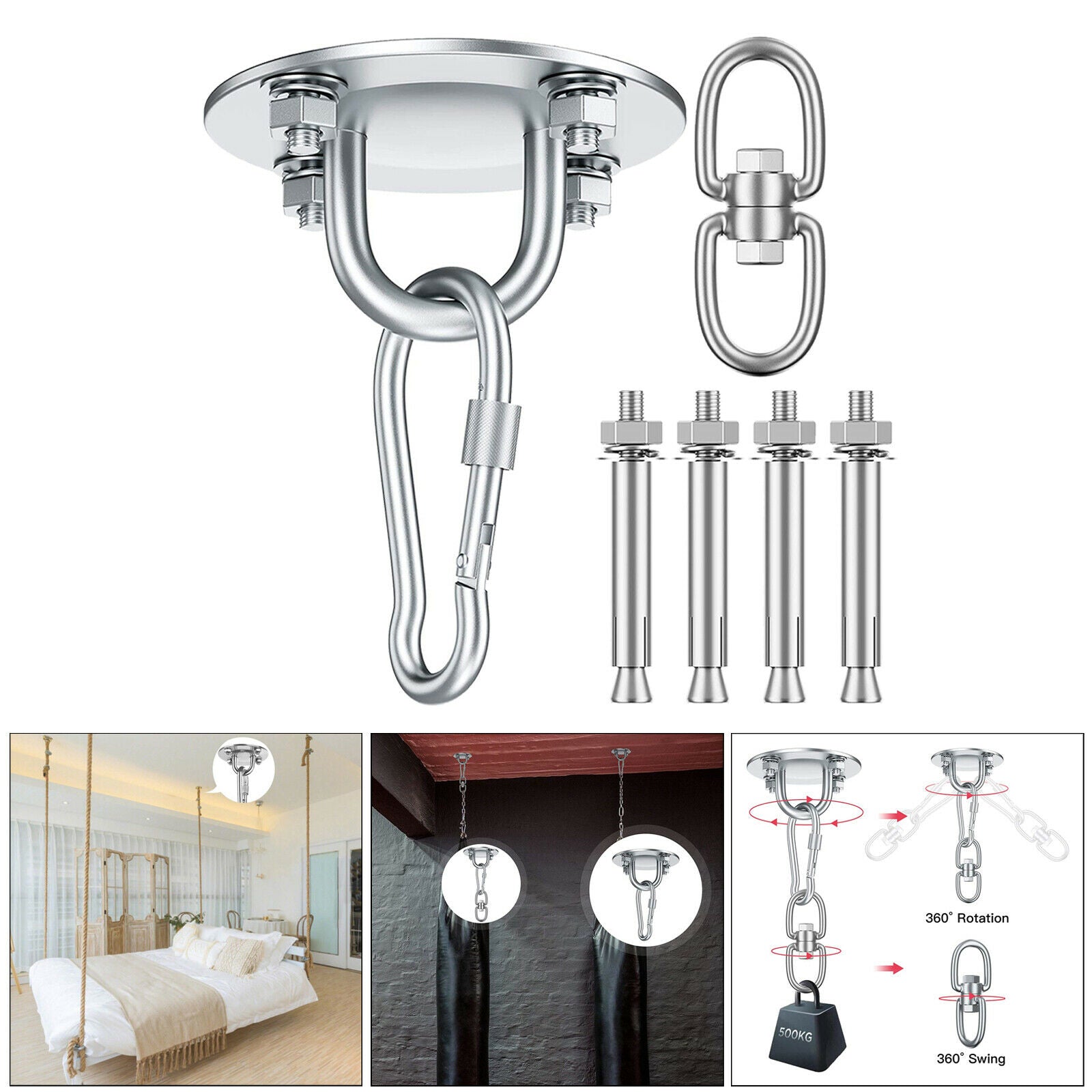 Ceiling Hook Hanging Chair 360 Â° Swing Hook Stainless Steel Ceiling Bracket