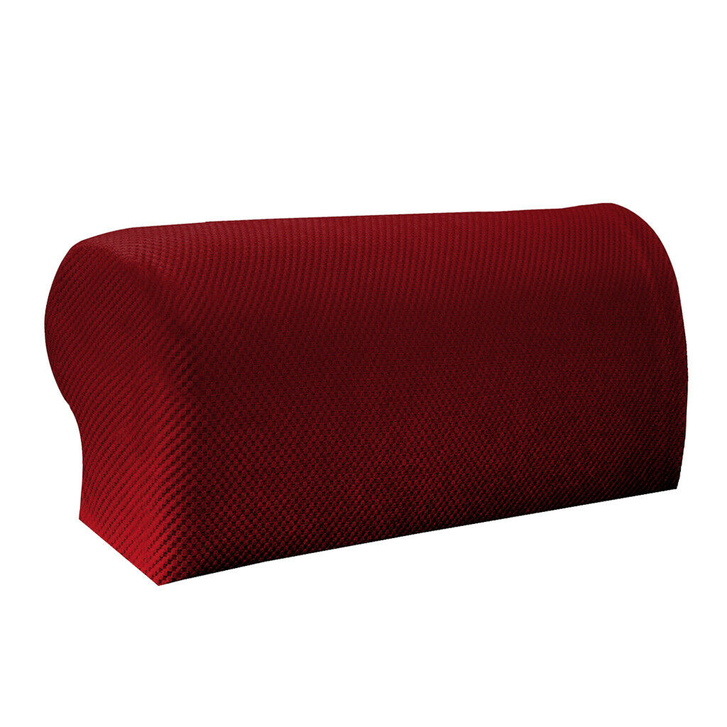 1 Pair Red Pixel Anti-slip Elastic Sofa Armrest Covers With 100 Pcs Pins