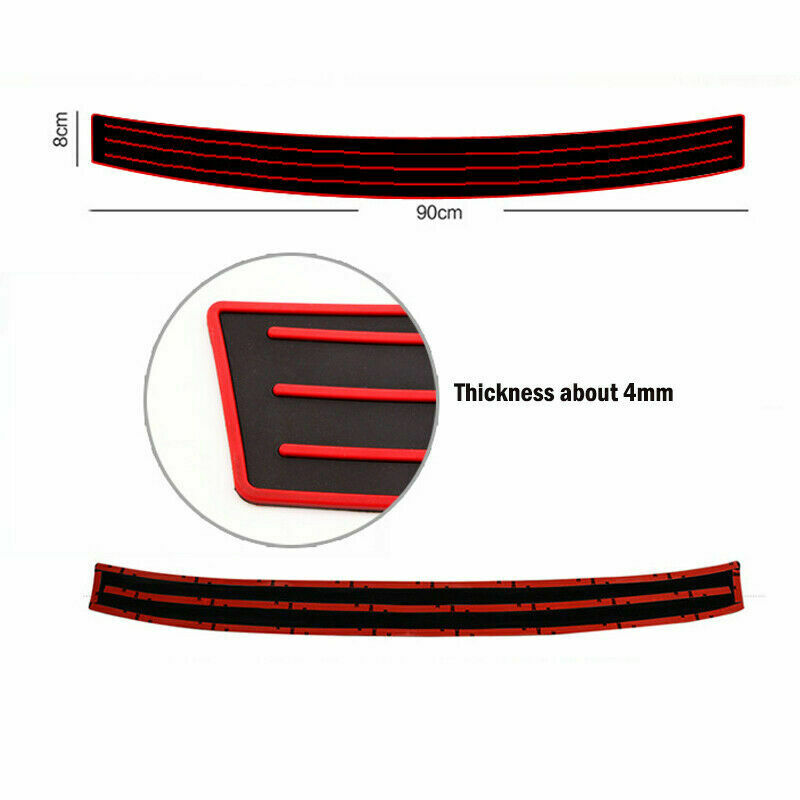 Car SUV Rear Bumper Sill / Protector Plate Rubber Cover Guard Pad Moulding Red