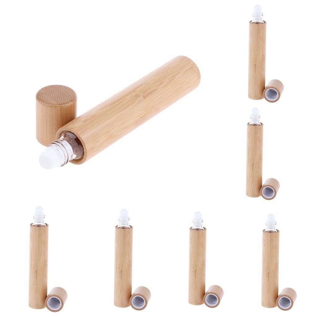 7pcs 15ML Bamboo Essential Oil Perfume Roller Ball Bottle / Refillable Pippette