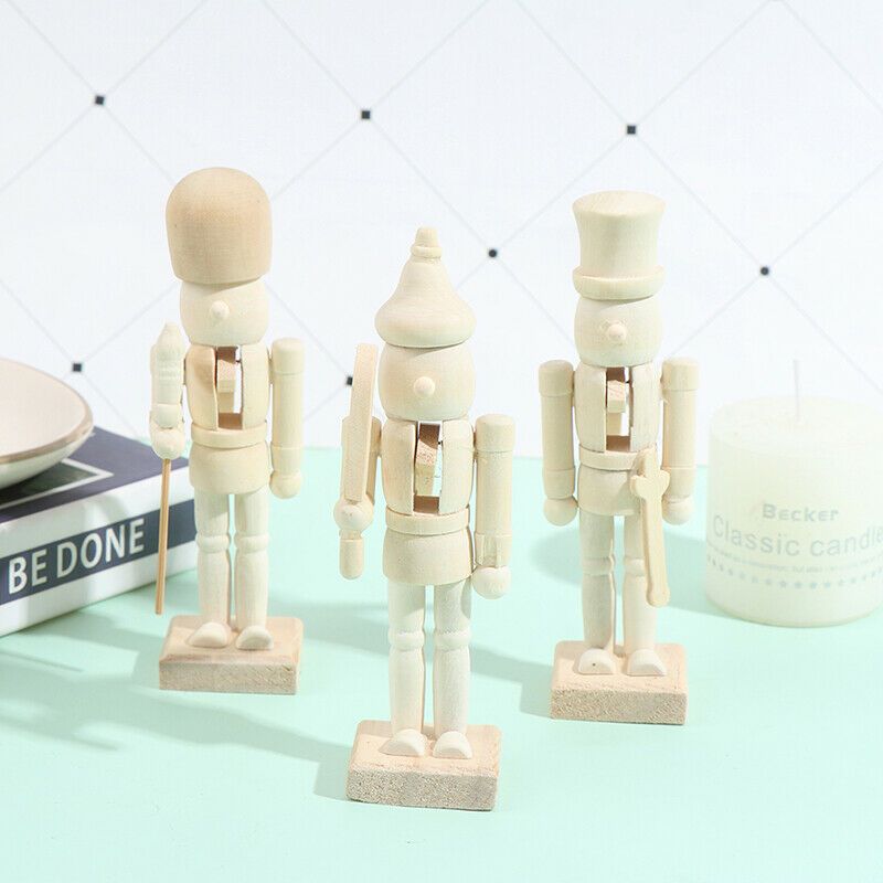 New 12cm Nutcracker Puppet White Embryo Walnut Soldier Shaped Ornamen.l8