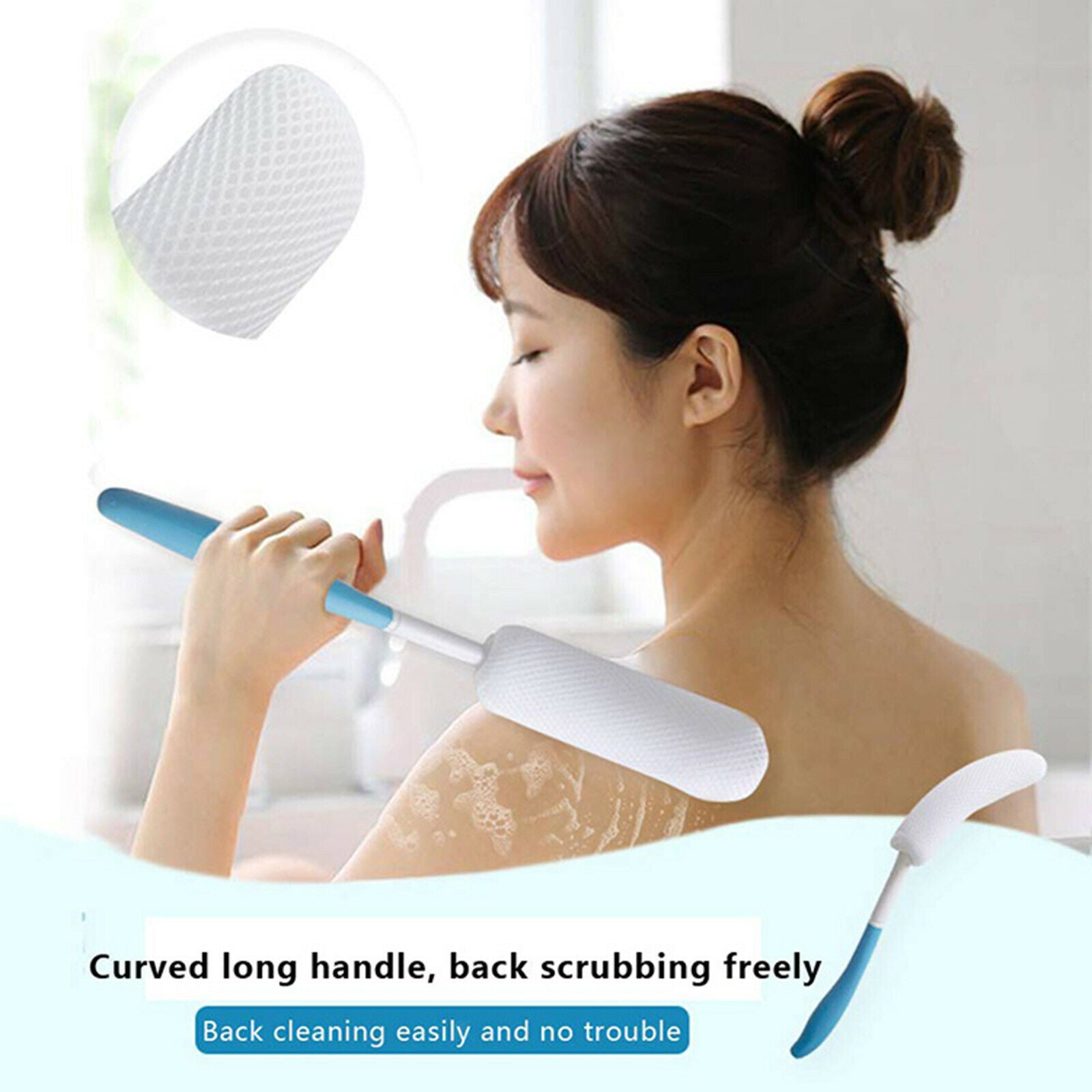 15.35 inch Back Bath Brush Lotion Applicators Long Curved Bath Brush