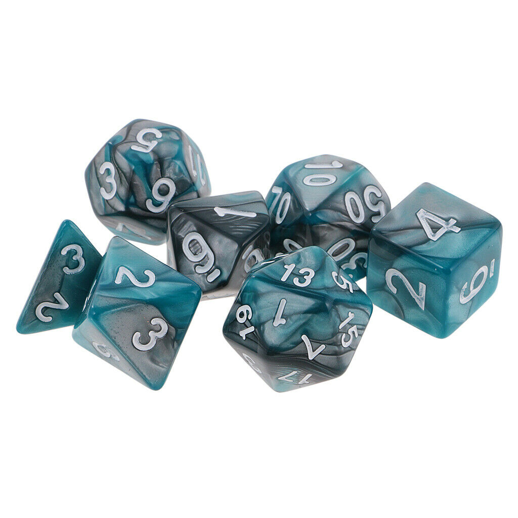 7 dice polyhedral dice for DND RPG MTG Casino Green