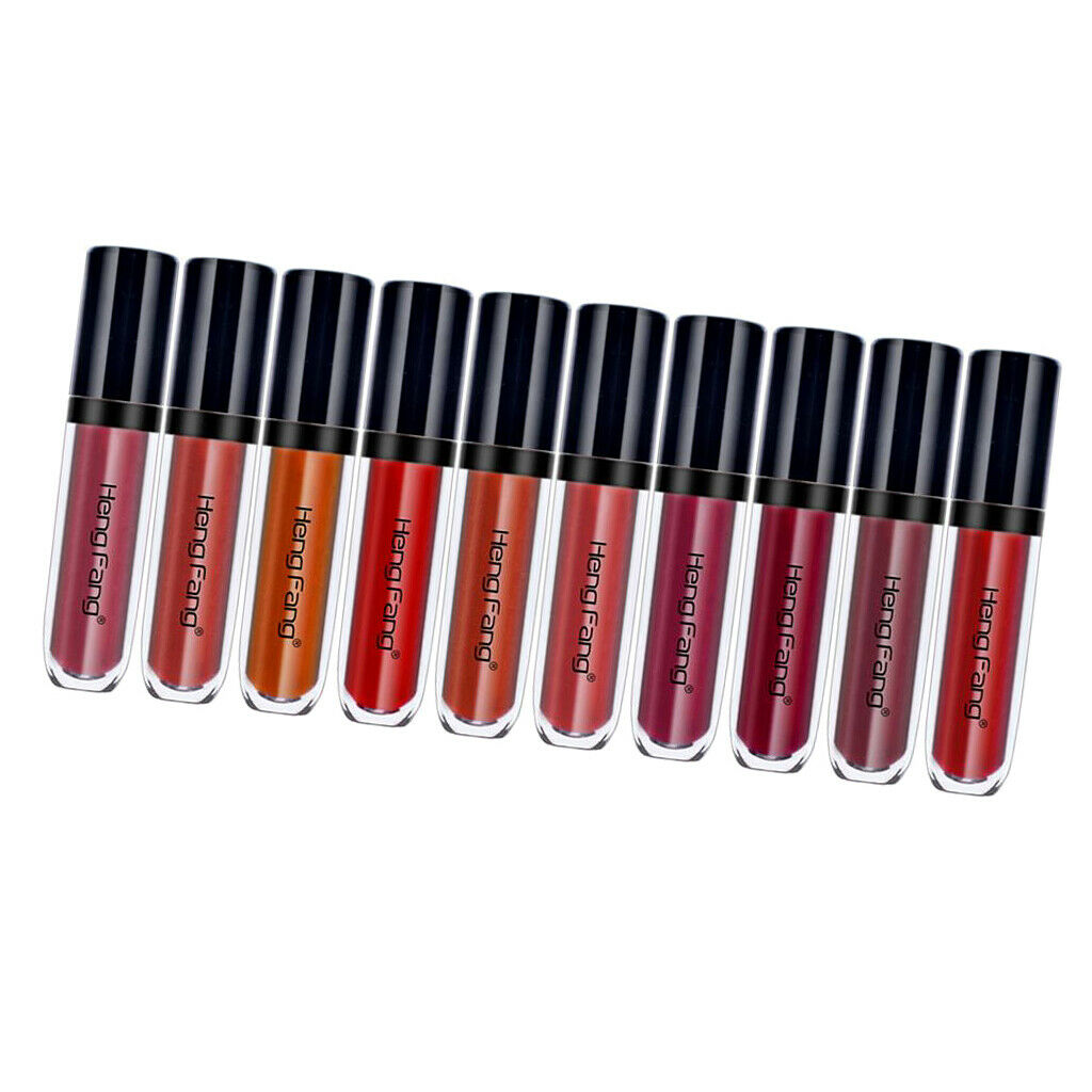 10 Pieces Matte Velvet Liquid Lipstick Waterproof Natural Gloss Lip Full Set