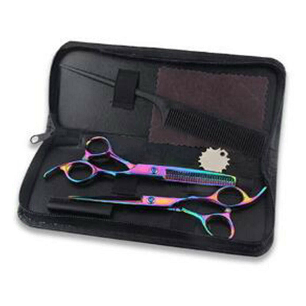 6Pieces Professional Scissors Thinning Shears Comb Storage Case Home Kits