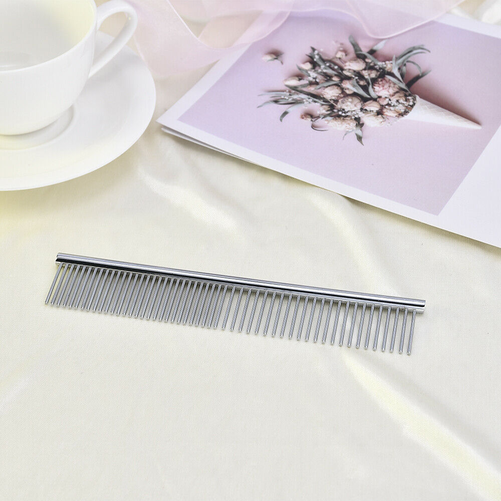 Pet Dog Cat Stainless Steel Double Row Teeth Grooming Hair Comb Brush Fur Rake^