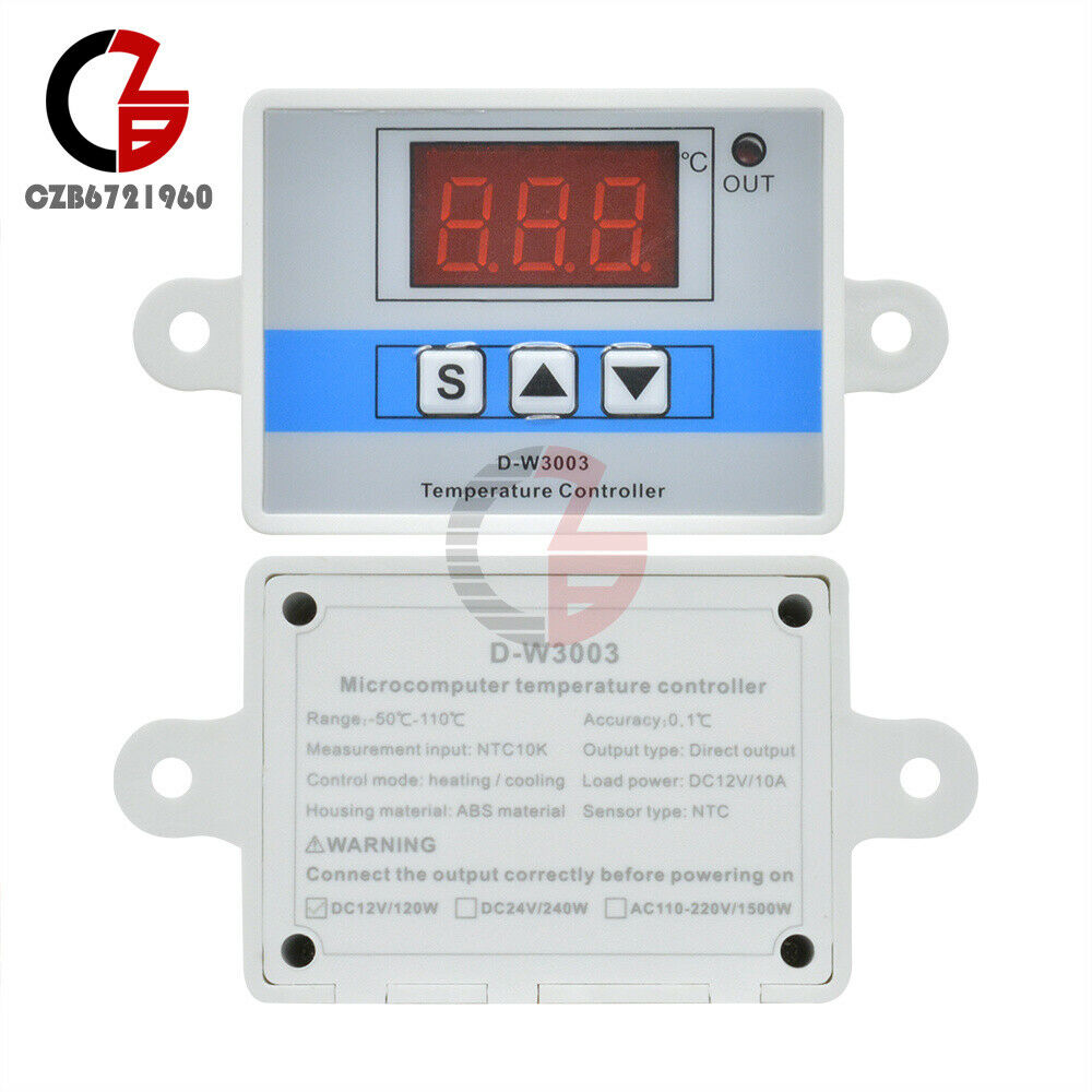 W3003 DC12V Digital LED Intelligent Temperature Controller Thermostat NTC Sensor