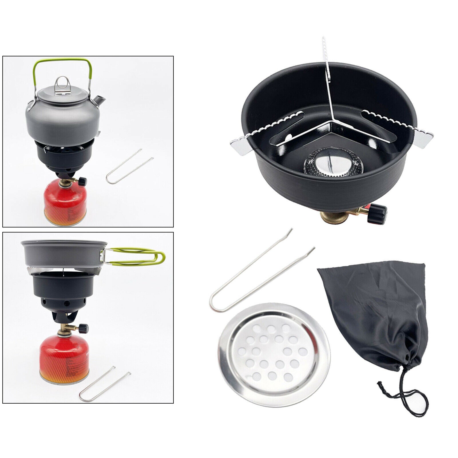 2 in 1 Portable Gas Stove Camping Wood Burning Coal Stove Outdoor Picnic BBQ