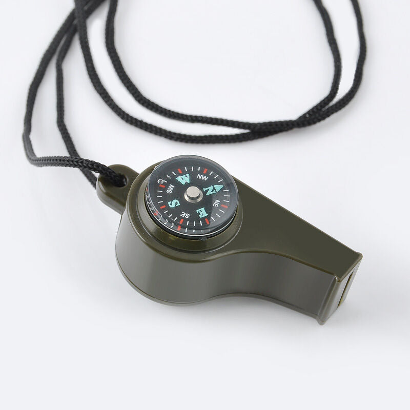 3 in1 Thermometer Compass Outdoor Emergency Survival Gear Camping Hiking Whistle
