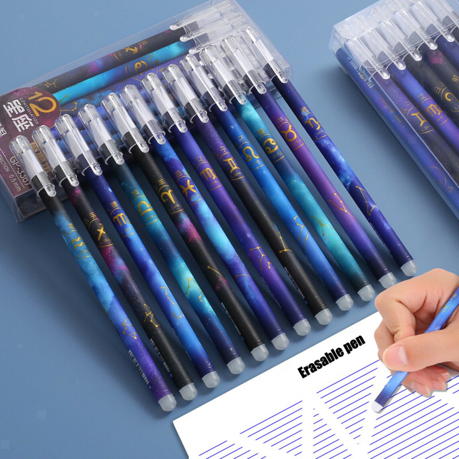 12x Constellation Gel Ink Pens Erasable Pen 0.5mm School Students Stationery