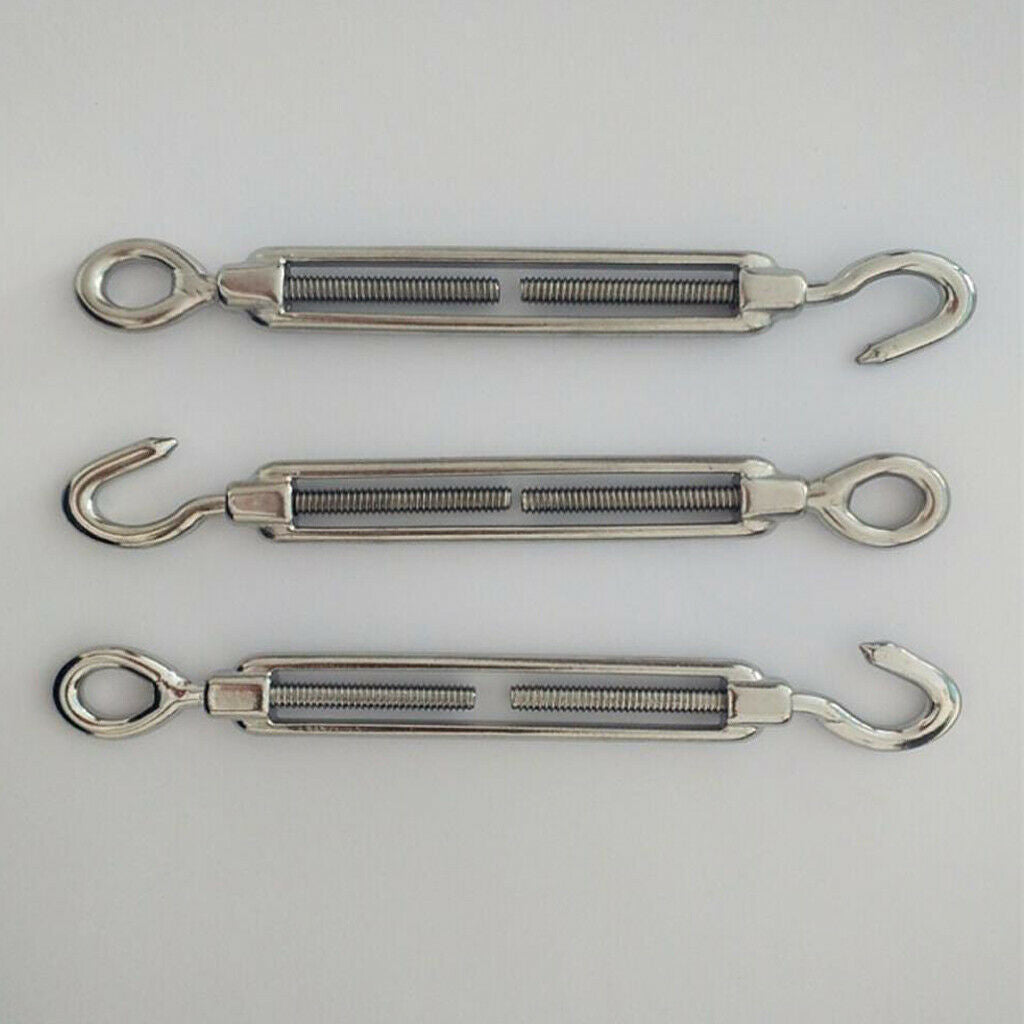 Stainless Steel Turnbuckle Wire Rope Tensioner Hook Eye Rigging Screw 4mm