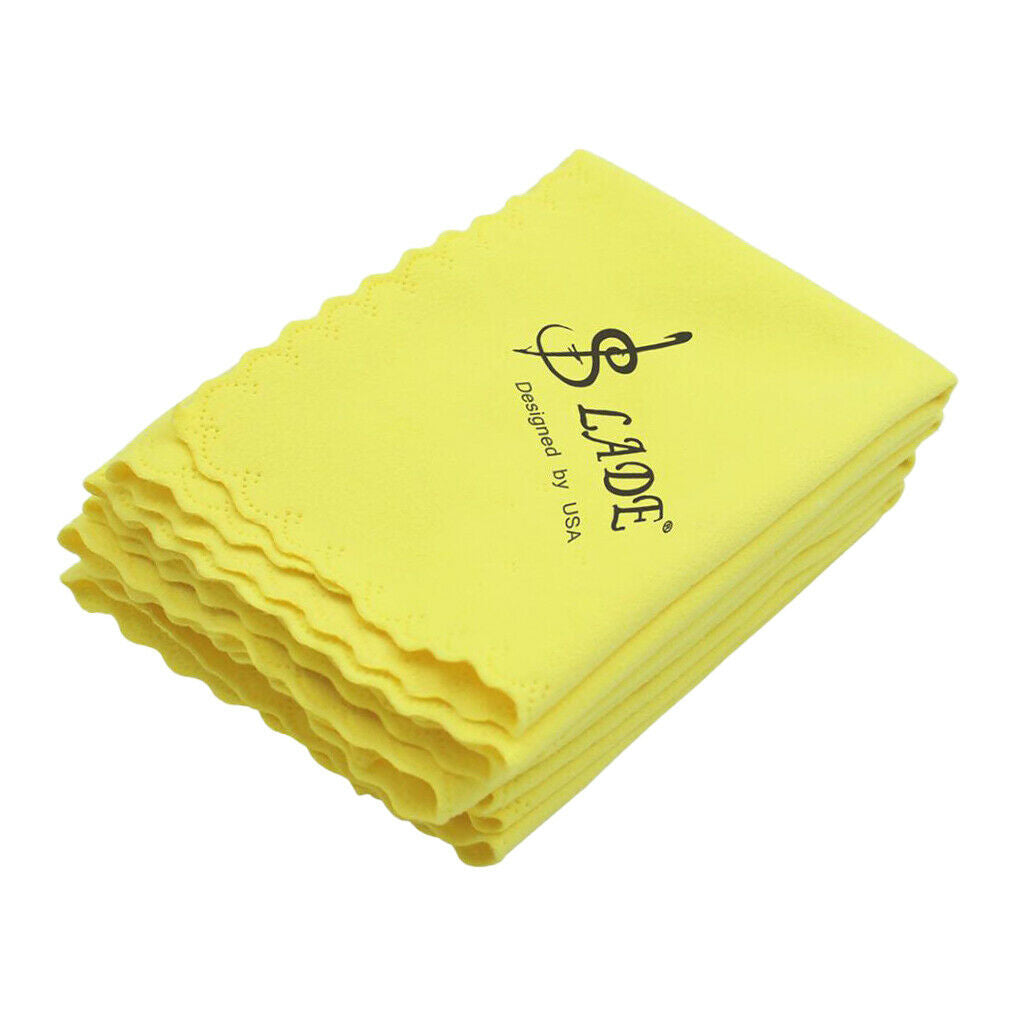 5Pcs Cleaning Polish Wipe Cloth for Musical Instrument Guitar Violin Yellow