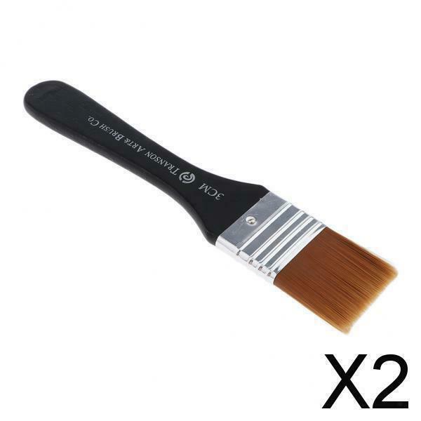 2X Flat Nylon Brush Long Handle Childs NewYear Gift 3cm width,artist brush