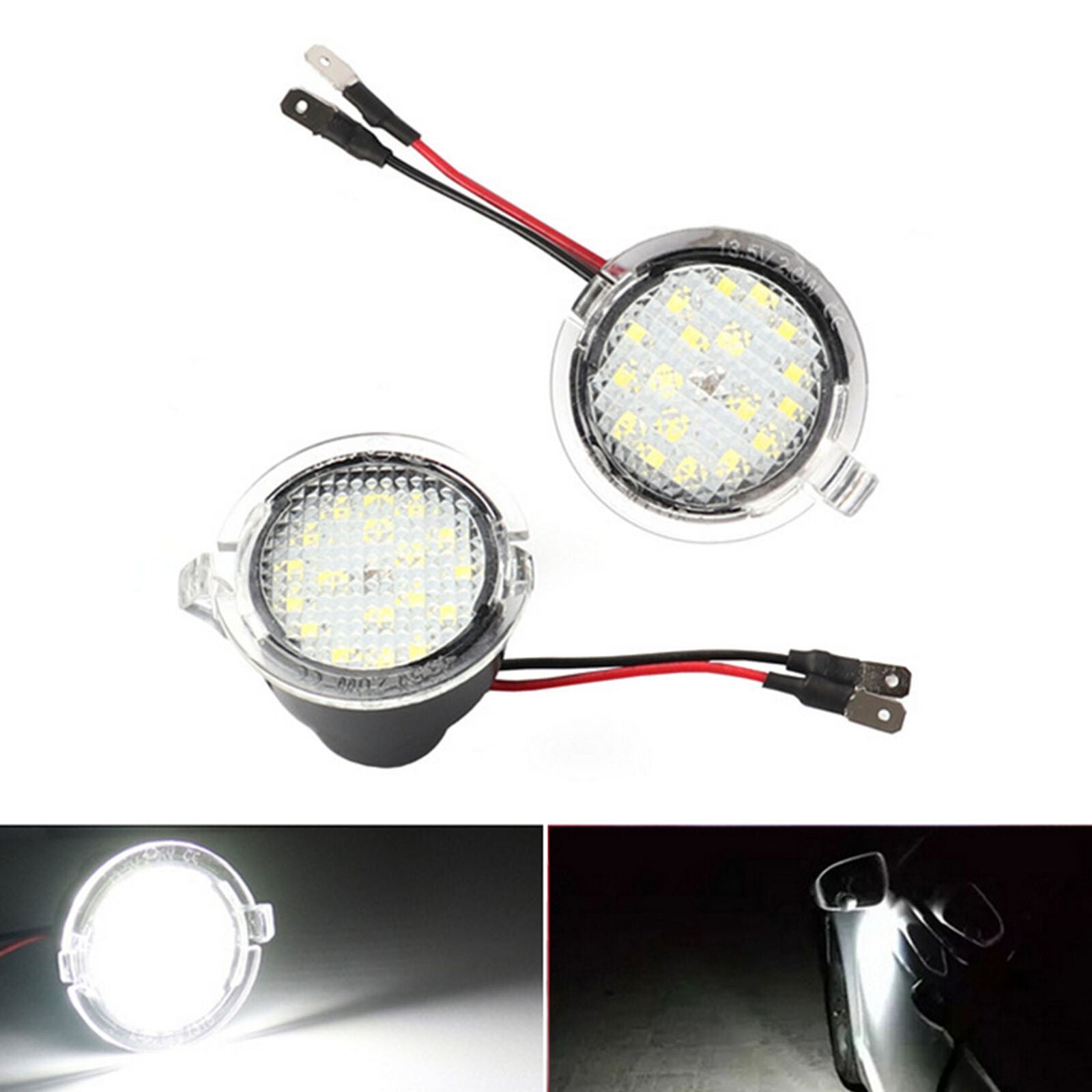 LED Side Rear View Mirror Puddle Lights For Ford Focus F150 Raptor Edge Fusion