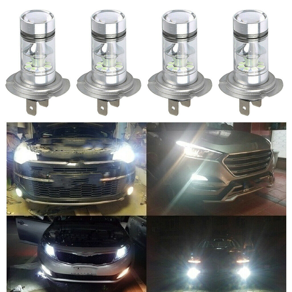 4Pcs Mini Bright 8000K 100W DC12V SMD Auto Foglight Lamp Bulbs Waterproof H7