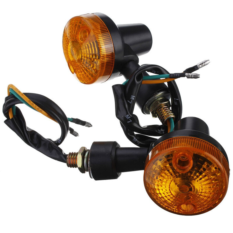 4Pcs Motorcycle Round Turn Signal Direction Indicator Light Lamp Universal Amber