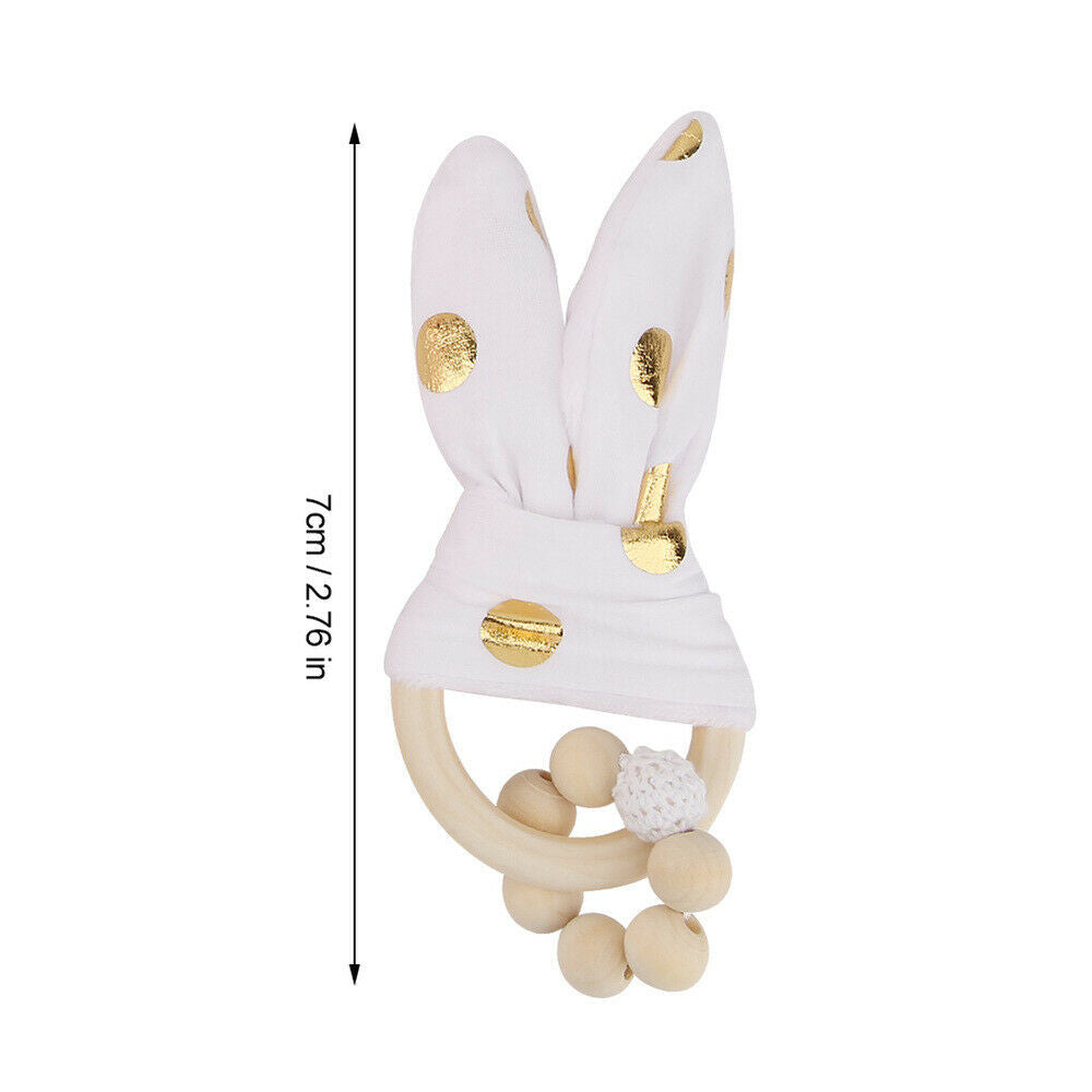 Baby Wood Handmade Colorful Beads with Rabbit Ear 's shape Hanging Decor