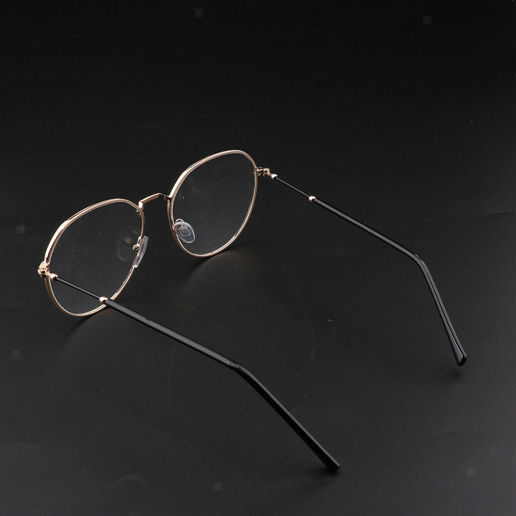 Simple Myopia Metal Glasses Frame Sunglasses Frame fo Women Men Black+Golden