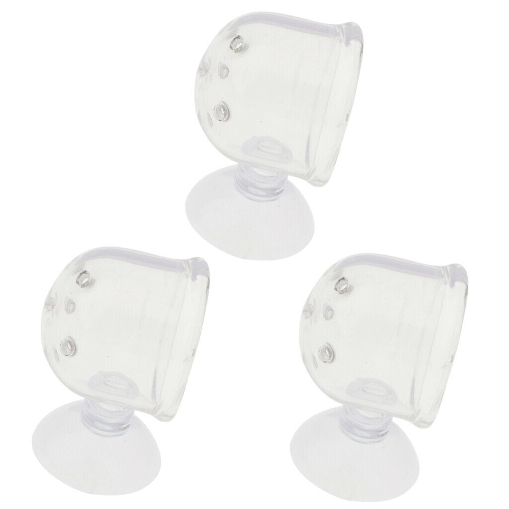 3 Pieces Glass Pot Plant Cup Holder Shrimp Aquarium Fish Tank Aquatic Feeder