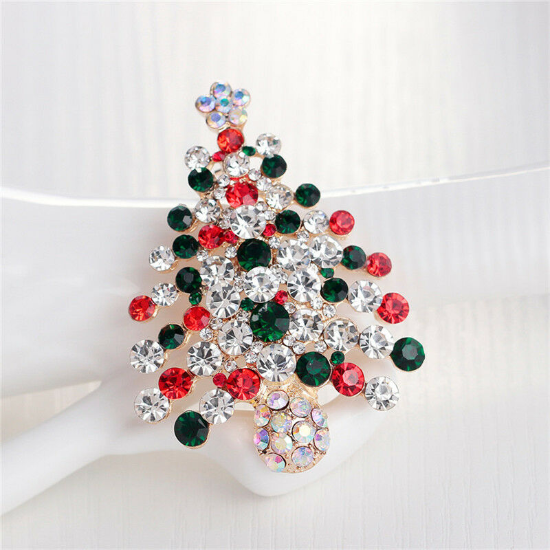 Fashion Unisex Crystal Rhinestone Brooch Christmas Tree Brooch Pin Xmas Gi.l8