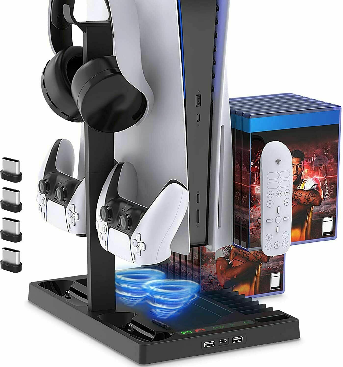 for PS5 Vertical Stand Base Holder Storage Charging Station with Cooling Fan SUK