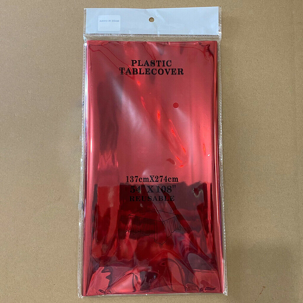 Disposable Foil Plastic Tablecover Party Tablecloth Rectangle 137x274cm Red