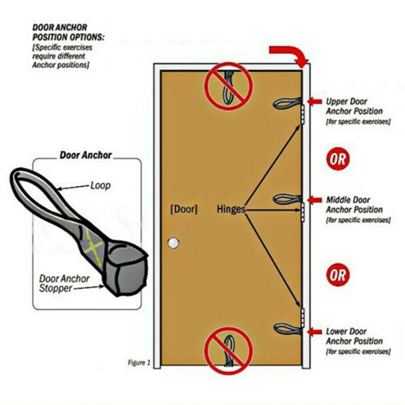 Pilates Latex Tube Elastic Belt Resistance Bands Over Door Anchor Indoor Spo XC