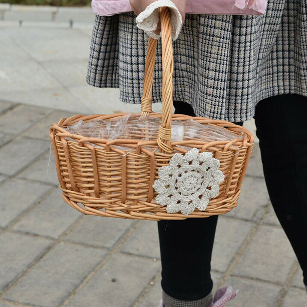 Weaving Basket Hand-Woven Crafts Floral Natural Storage Box for Family Party