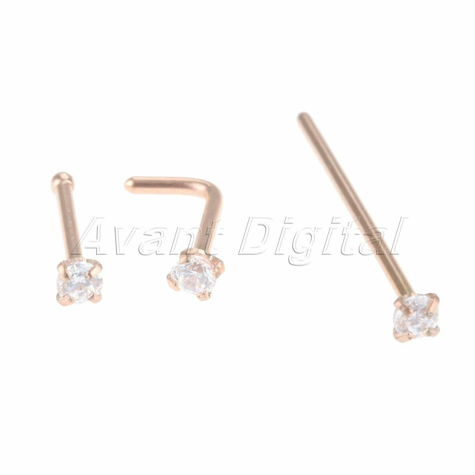 Multifunctional Nose Ring Stud Screw for Men Women Diamond Piercing Rosegold 5pc